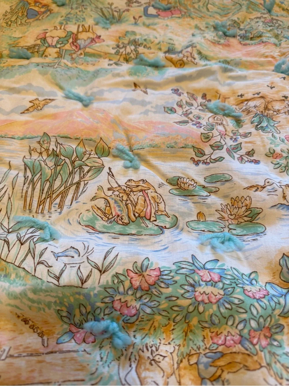 Vintage nursery rhyme printed handmade children’s quilt blanket